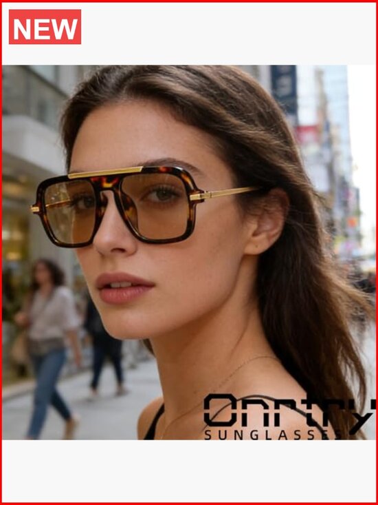 Retro Square Aviator Sunglasses Women Men 70s Vintage Big Frame UV400 main image 5